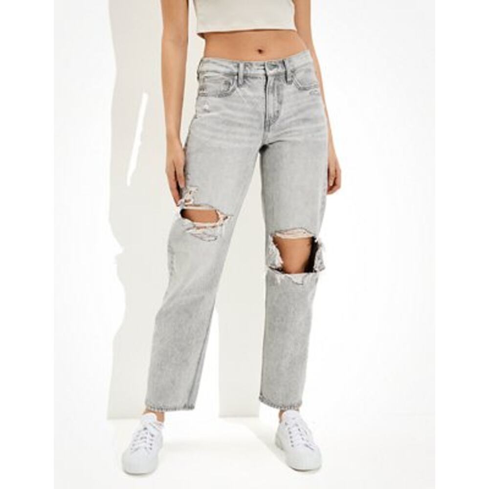 NWT American Eagle '90s Straight Jean in Haze Grey Sz 18‎ High Rise Straight Leg